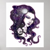 Night Skye Fantasy Woman Celestial Artwork Poster (Voorkant)
