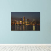 Night Skyline Chicago Pano Canvas Afdruk (Insitu (Houten vloer))