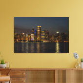 Night Skyline Chicago Pano Canvas Afdruk (Insitu (Woonkamer))