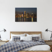 Night Skyline Chicago Pano Canvas Afdruk (Insitu (Slaapkamer))