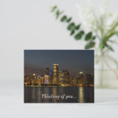 Night Skyline Chicago Pano denkt aan jou Briefkaart (Staand voorkant)
