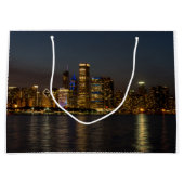 Night Skyline Chicago Pano Groot Cadeauzakje (Voorkant)