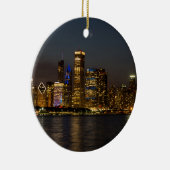 Night Skyline Chicago Pano Keramisch Ornament (Rechts)