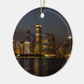 Night Skyline Chicago Pano Keramisch Ornament (Links)
