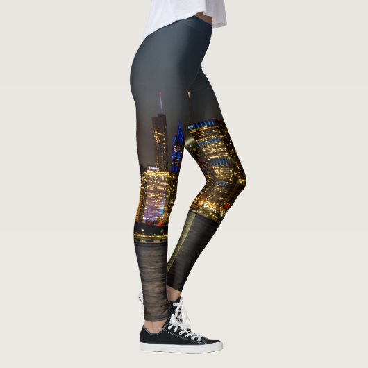 Night Skyline Chicago Pano Leggings (Rechts)