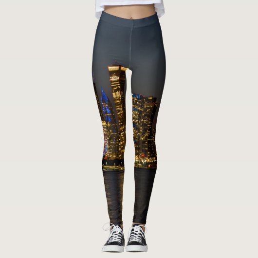 Night Skyline Chicago Pano Leggings (Voorkant)