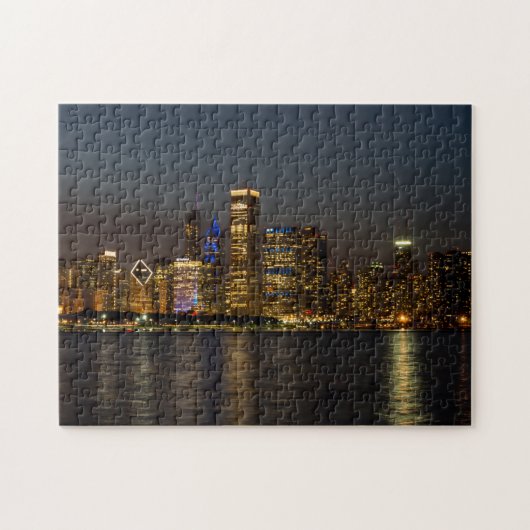 Night Skyline Chicago Pano Legpuzzel (Horizontaal)