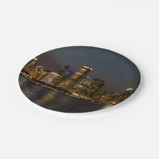 Night Skyline Chicago Pano Papieren Bordje (Gekanteld)