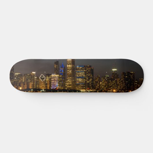 Night Skyline Chicago Pano Persoonlijk Skateboard (Horizontaal)