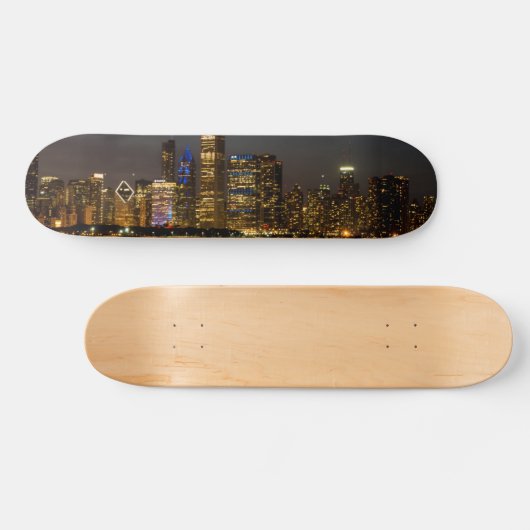 Night Skyline Chicago Pano Persoonlijk Skateboard (Horizontaal)