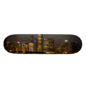Night Skyline Chicago Pano Persoonlijk Skateboard
