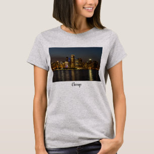 Night Skyline Chicago Pano T-shirt