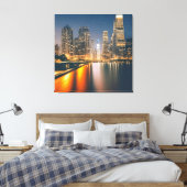 Night Skyline met Full Moon: Digitaal schilderen o Canvas Afdruk (Insitu (Slaapkamer))