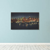 Night Skyline of "The Queen City of the Canvas Afdruk (Insitu (Houten vloer))