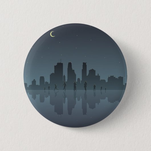 Night Skyline & Silhouettes Ronde Button 5,7 Cm (Voorkant)