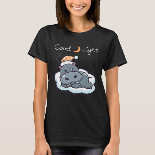 night sleeping dreaming baby hippo t-shirt (Voorkant)