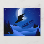 Night Snowboarding Mountain en Moon Dank u Briefkaart (Voorkant)