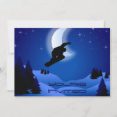 Night Snowboarding Mountain verjaardagsuitnodiging Kaart (Voorkant)