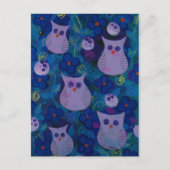Night Song with Owls, Blue Briefkaart (Voorkant)