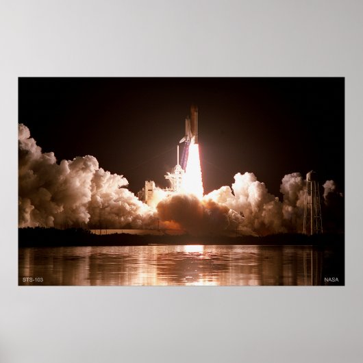 Night Space Shuttle Start Poster (Voorkant)
