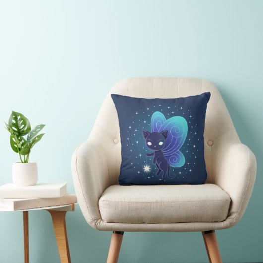 Night Star Fairy Pixie Cat Kussen (Stoel)