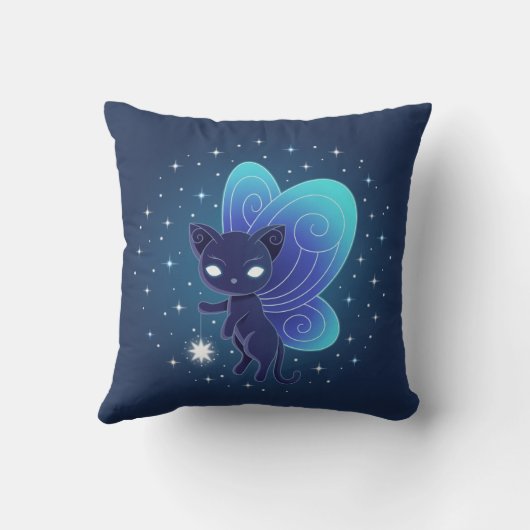 Night Star Fairy Pixie Cat Kussen (Achterkant)