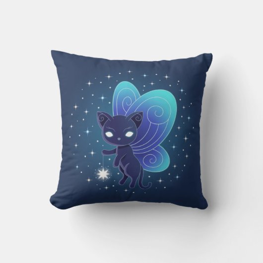 Night Star Fairy Pixie Cat Kussen (Voorkant)