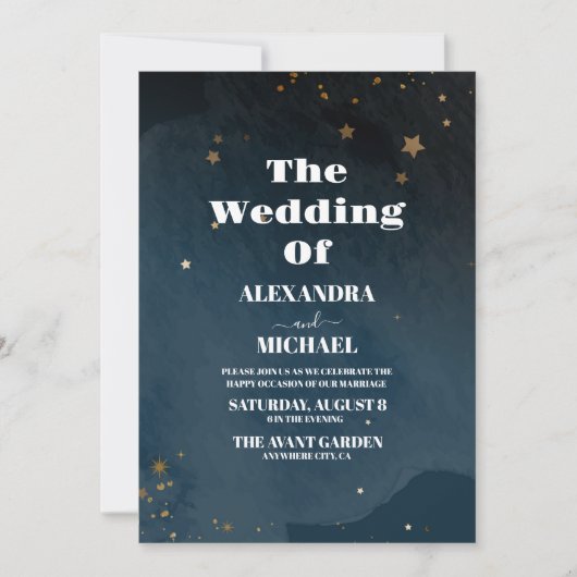 Night Star Sky Celestial Galaxy Bruiloft Kaart (Voorkant)