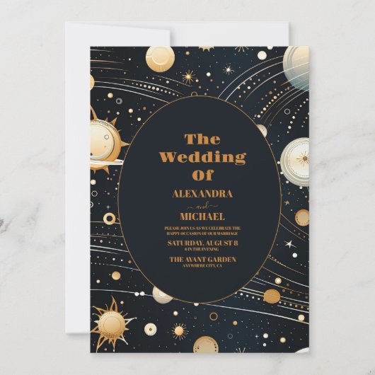 Night Star Sky Celestial Galaxy Bruiloft Kaart (Voorkant)