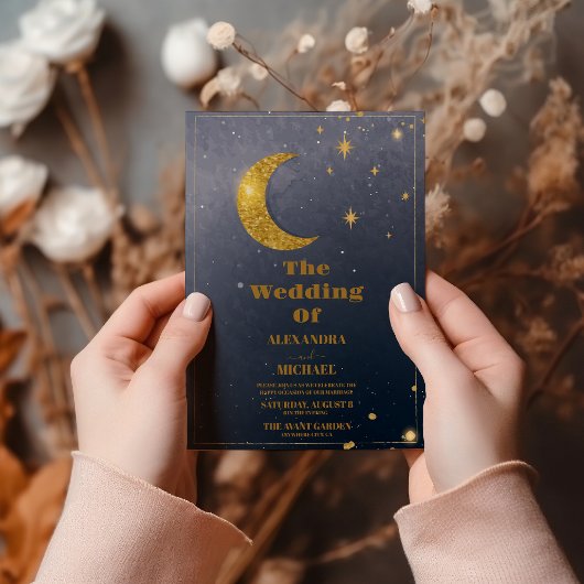 Night Star Sky Celestial Galaxy Bruiloft Kaart