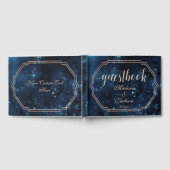Night Star Sky Celestial Galaxy Bruiloft Monogram Gastenboek (Volledig)