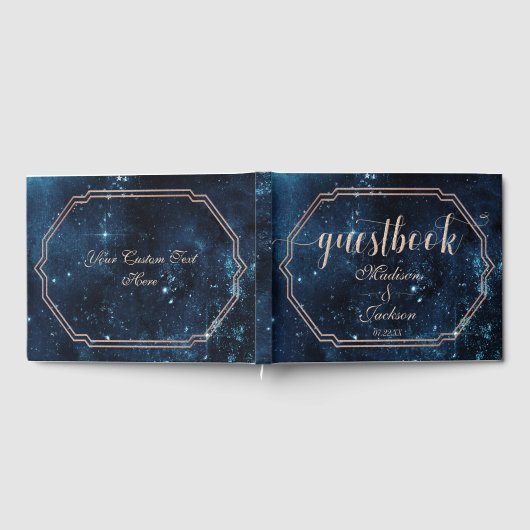 Night Star Sky Celestial Galaxy Bruiloft Monogram Gastenboek (Volledig)