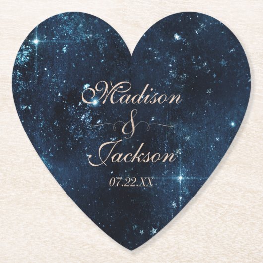 Night Star Sky Celestial Galaxy Bruiloft Monogram Kartonnen Onderzetters (Voorkant)