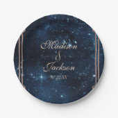 Night Star Sky Celestial Galaxy Bruiloft Monogram Papieren Bordje (Voorkant)