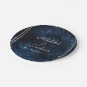 Night Star Sky Celestial Galaxy Bruiloft Monogram Papieren Bordje (Gekanteld)