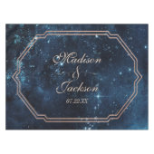 Night Star Sky Celestial Galaxy Bruiloft Monogram Tafelkleed (Voorkant (Horizontaal))