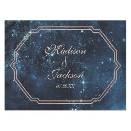Night Star Sky Celestial Galaxy Bruiloft Monogram Tafelkleed