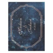 Night Star Sky Celestial Galaxy Bruiloft Monogram Tafelkleed (Voorkant)