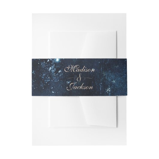 Night Star Sky Celestial Galaxy Bruiloft Monogram Uitnodigingen Wikkel (Voorkant Voorbeeld)
