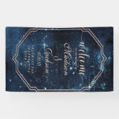 Night Star Sky Celestial Galaxy Bruiloft Welkom Spandoek (Horizontaal)