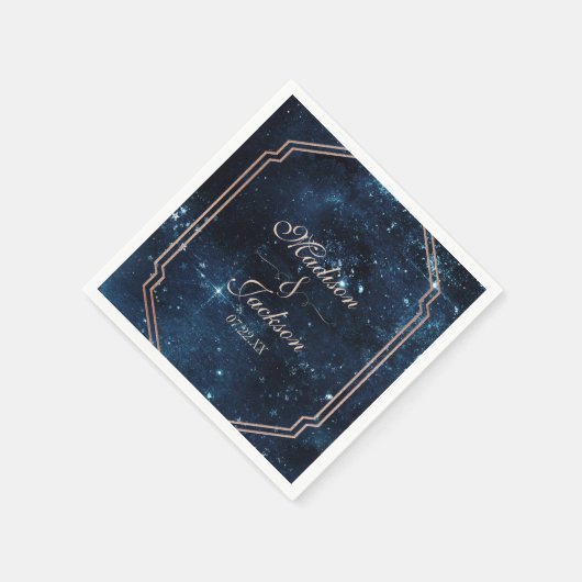 Night Star Sky Celestial Galaxy Monogram Bruiloft Servet (Hoek)