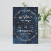 Night Star Sky Celestial Galaxy Wedding Reception Kaart (Staand voorkant)