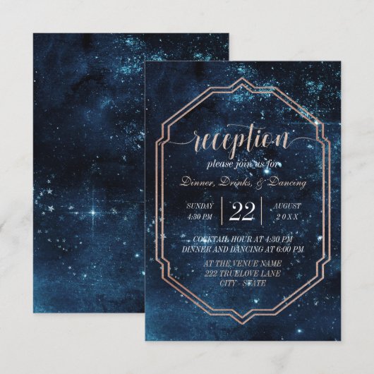 Night Star Sky Celestial Galaxy Wedding Reception Kaart (Voorkant / Achterkant)