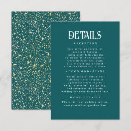 Night Stars Blauwgroen bruiloft Details Informatiekaartje