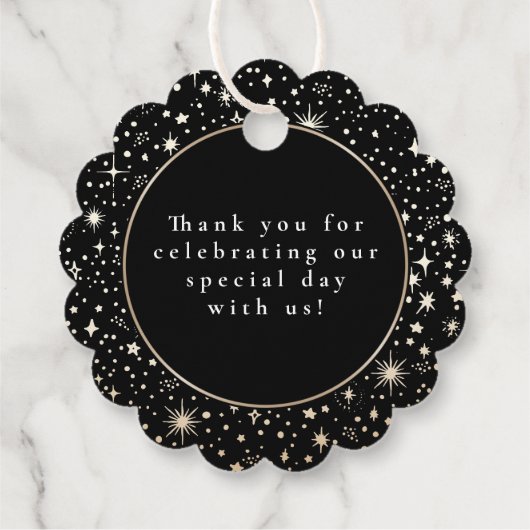 Night Stars Celestial Mystiek Zwart Dank u Bedankjes Labels (Achterkant)
