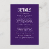 Night Stars Donker Paarse bruiloft Details Informatiekaartje (Voorkant)