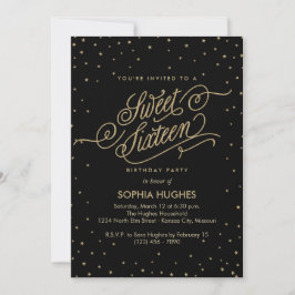 Night Stars Gold & Black Sweet Sixteen-partij Kaart