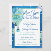 Night Stars Hot Air Ballon Baby shower Uitnodiging (Voorkant)