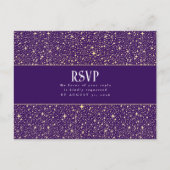 Night Stars Paarse bruiloft RSVP Briefkaart (Voorkant)