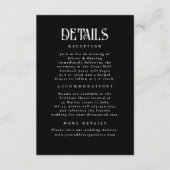 Night Stars Zwart Bruiloft Details Informatiekaartje (Voorkant)